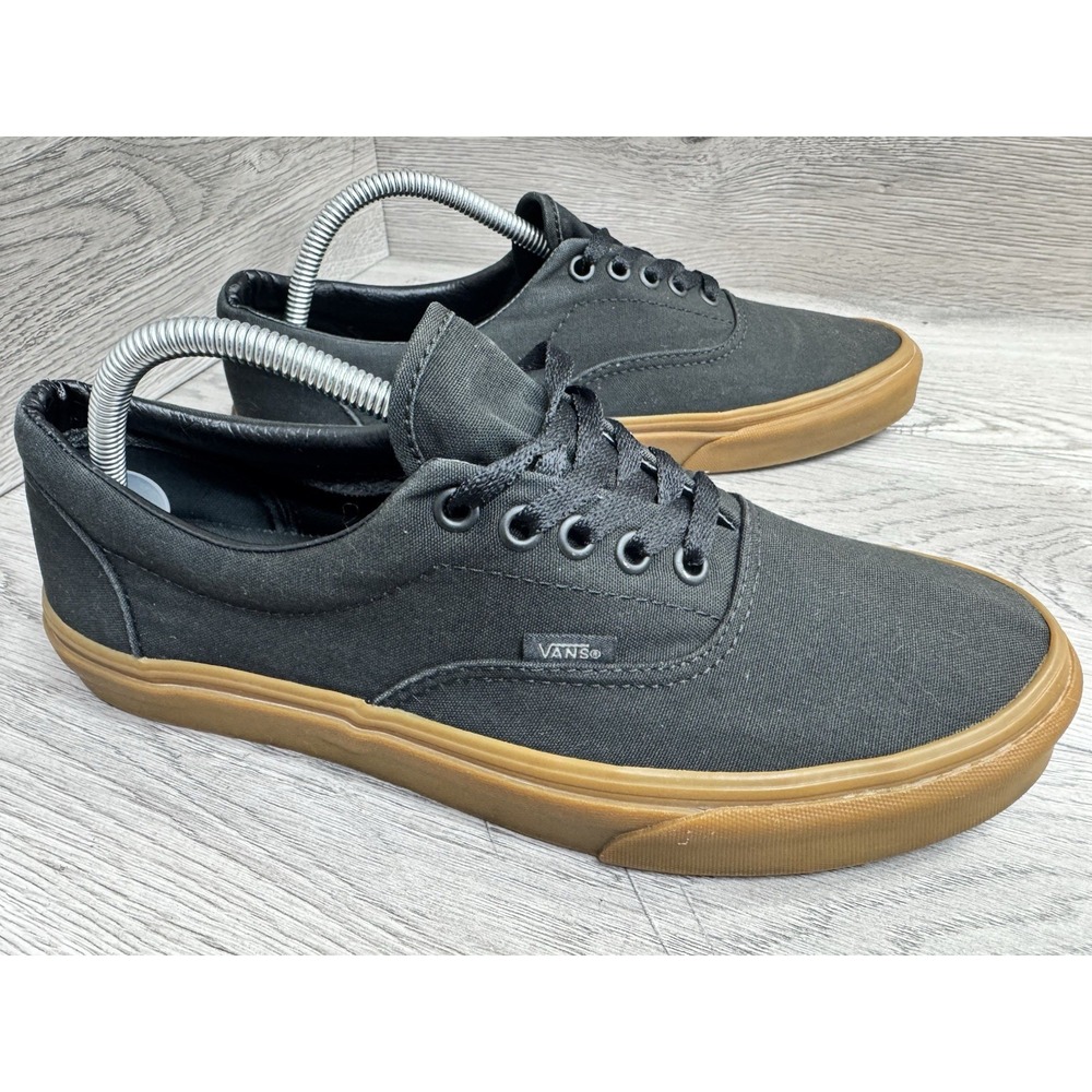 Vans Authentic Black Gum Sole Canvas Low Top Skate Shoes Mens 10 ~ Womens 12